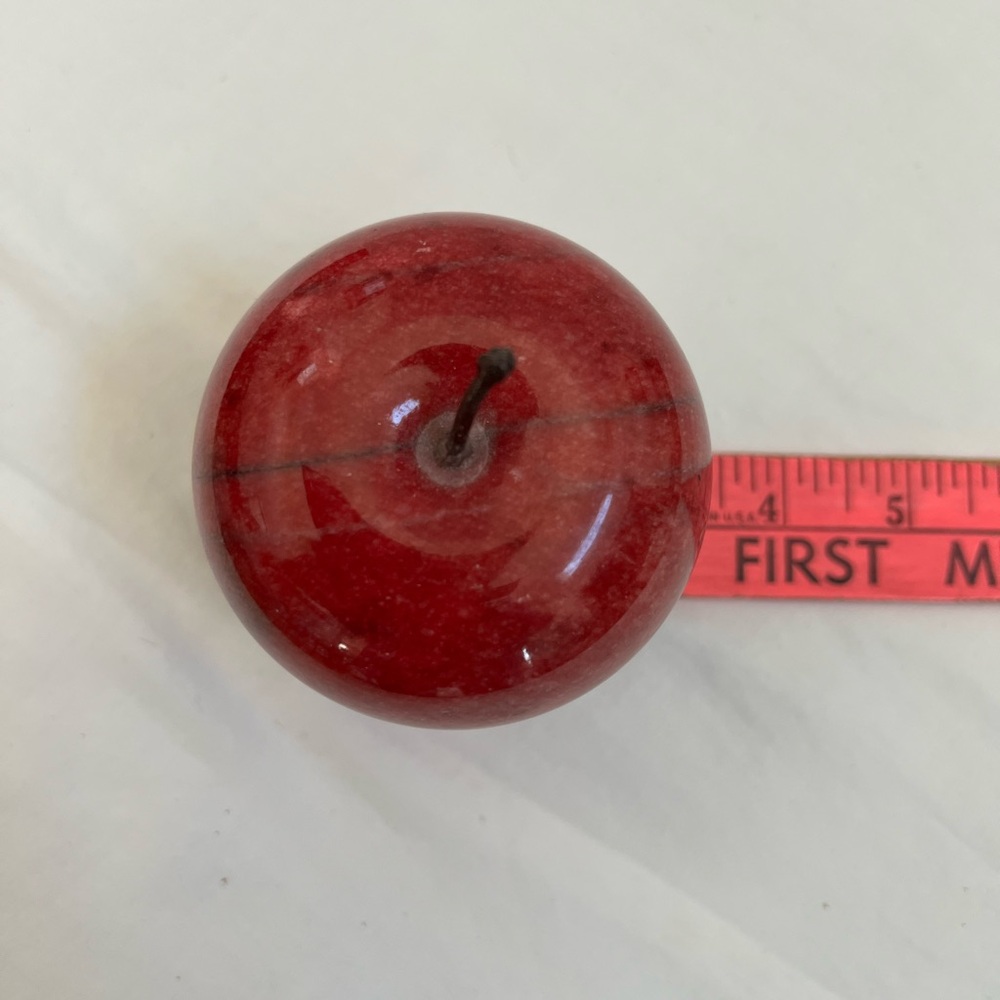 Red Apple Paperweight Stone With Stem Teacher Appreciation Gift Heavy - Picture 8 of 8